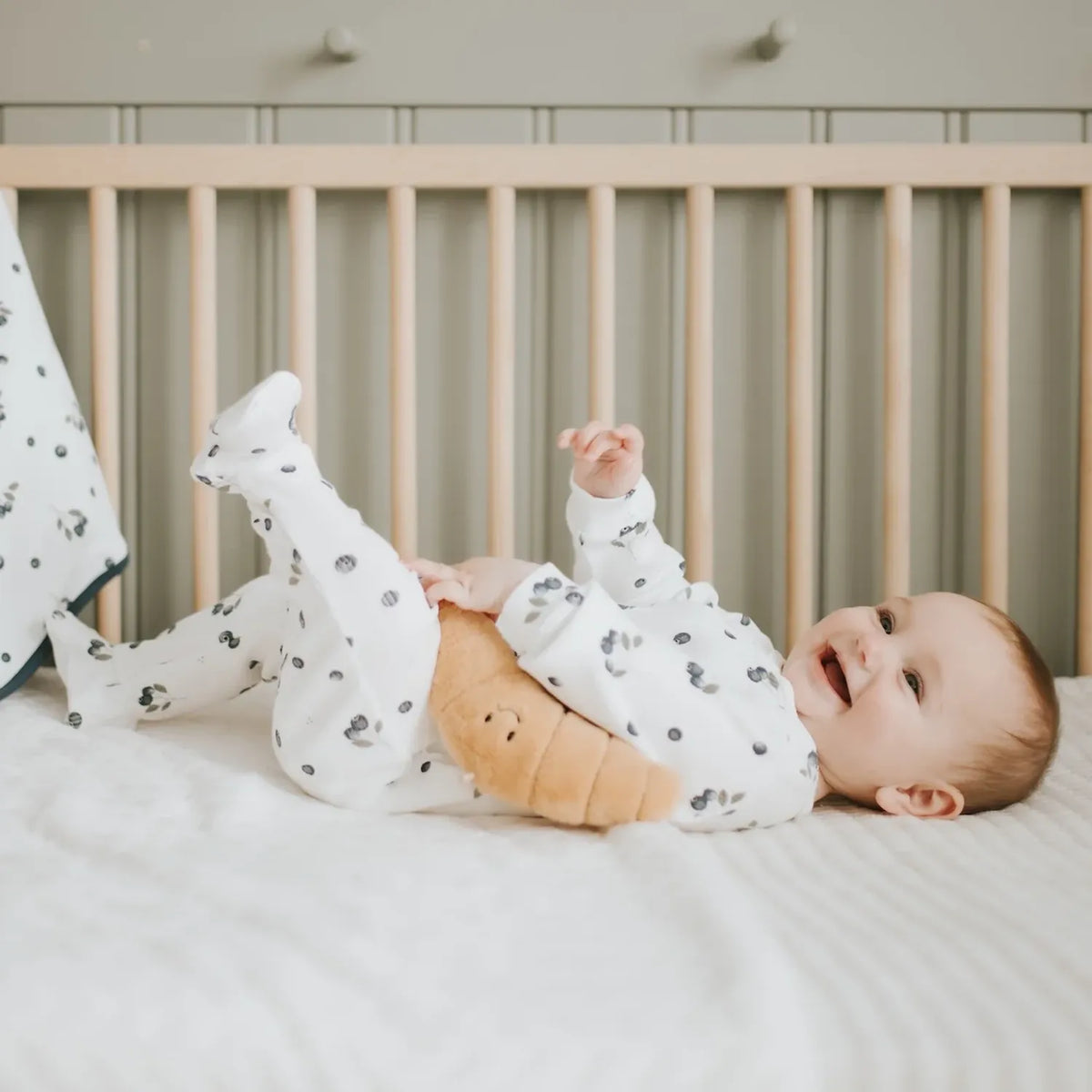 Blueberry Print on Off White Footed Sleeper by Petit Lem
