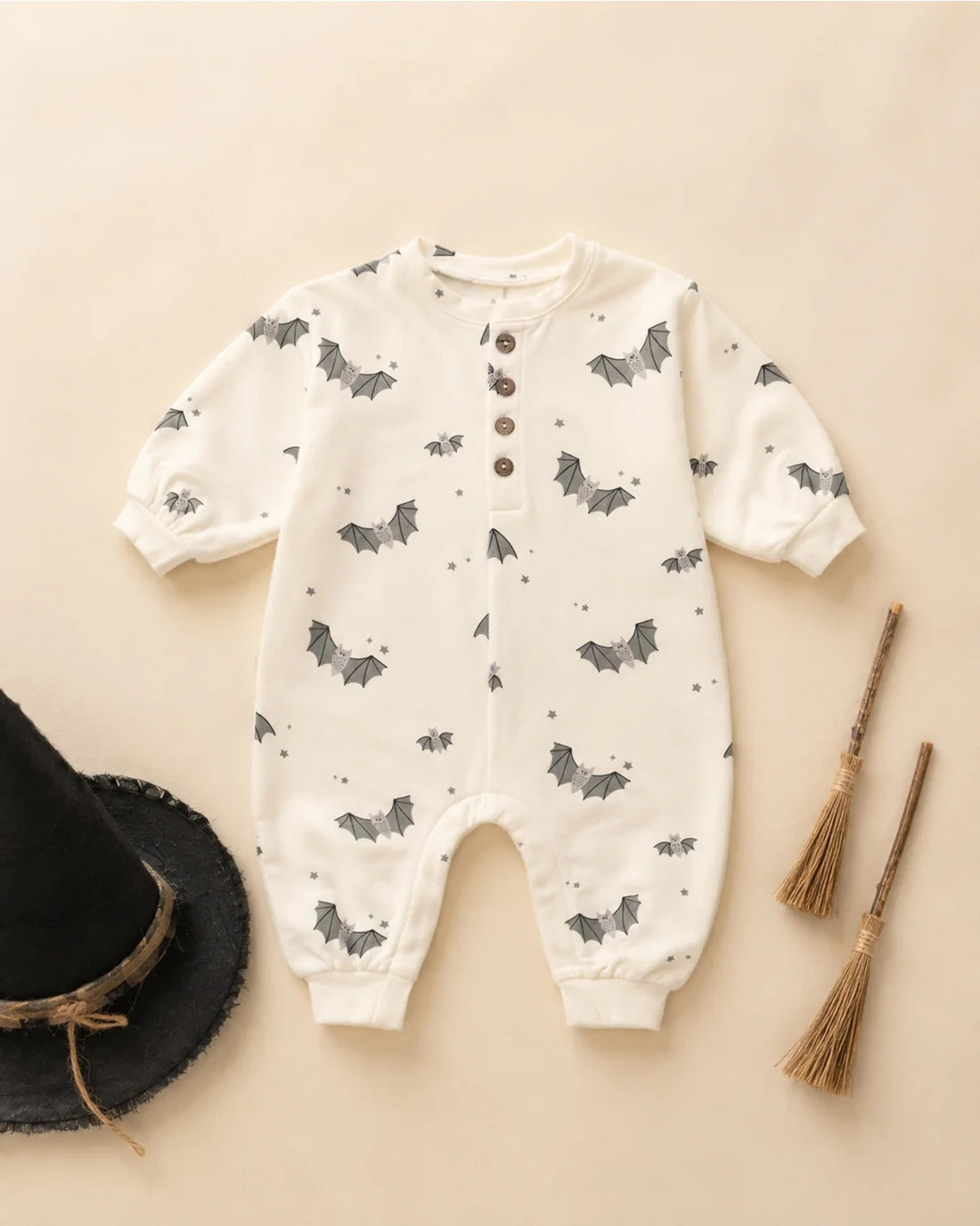 Relaxed Fleece Jumpsuit || Baby Bats by Quincy Mae