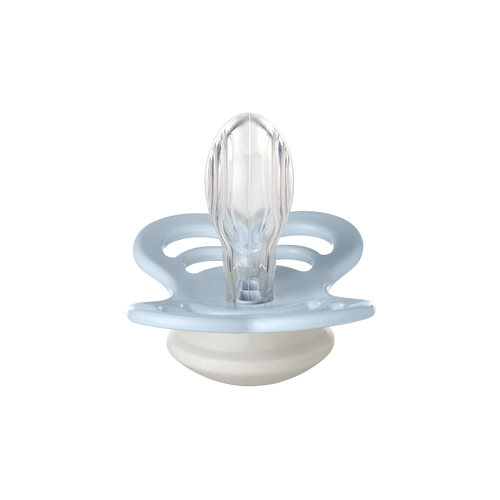 Supreme GLOW Pacifiers 2 Pk- Iron/Baby Blue by Bibs