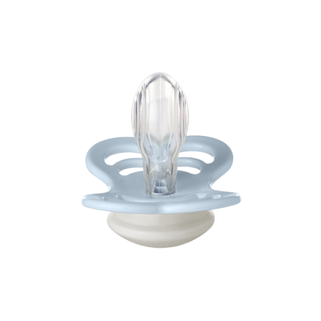 Supreme GLOW Pacifiers 2 Pk- Iron/Baby Blue by Bibs