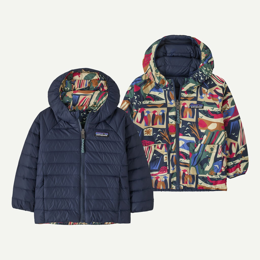 Baby Reversible Down Sweater™ Hoody- Let's Chat: New Navy by Patagonia