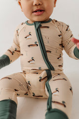Long Sleeve Zip Romper- Mallard Ducks by Babysprouts