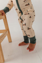 Long Sleeve Zip Romper- Mallard Ducks by Babysprouts