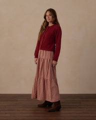 Women's Tiered Midi Skirt || Vintage Plaid by Rylee + Cru