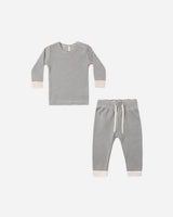 Waffle Top + Pant Set || Midnight Microstripe by Quincy Mae