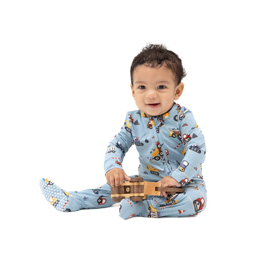 2 Way Zipper Footie- Crayon Construction by Angel Dear