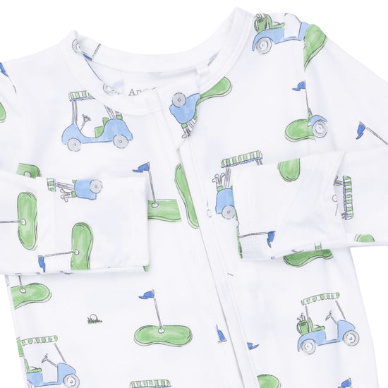 2 Way Zipper Footie- Golf Carts Blue by Angel Dear