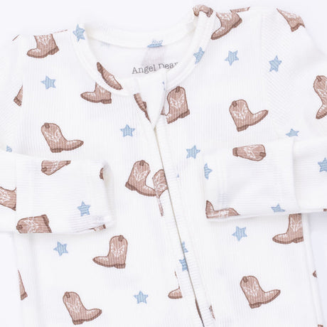 2 Way Zipper Footie- Mini Cowboy Boots by Angel Dear