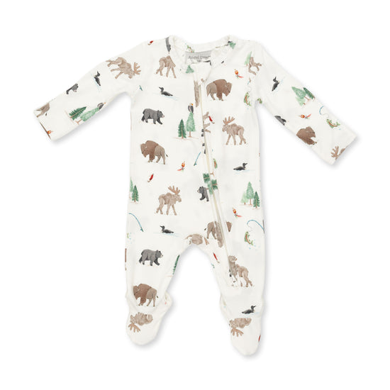 2 Way Zipper Footie- Northern Woodland Animals by Angel Dear