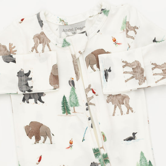 2 Way Zipper Footie- Northern Woodland Animals by Angel Dear