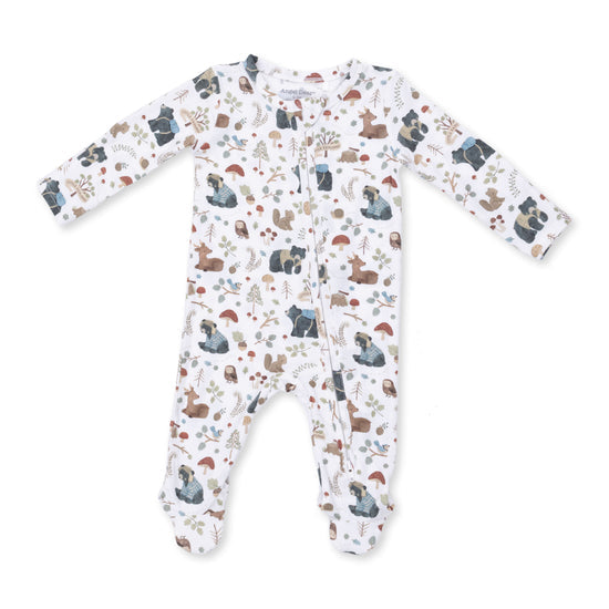 2 Way Zipper Footie- Southern Woodland Animals Green by Angel Dear