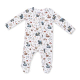 2 Way Zipper Footie- Southern Woodland Animals Green by Angel Dear