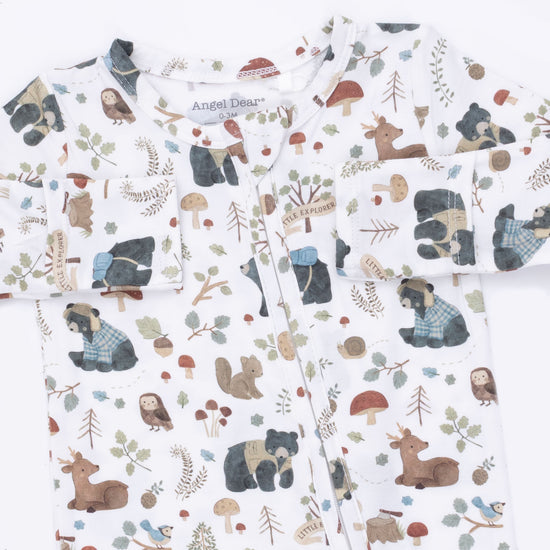 2 Way Zipper Footie- Southern Woodland Animals Green by Angel Dear
