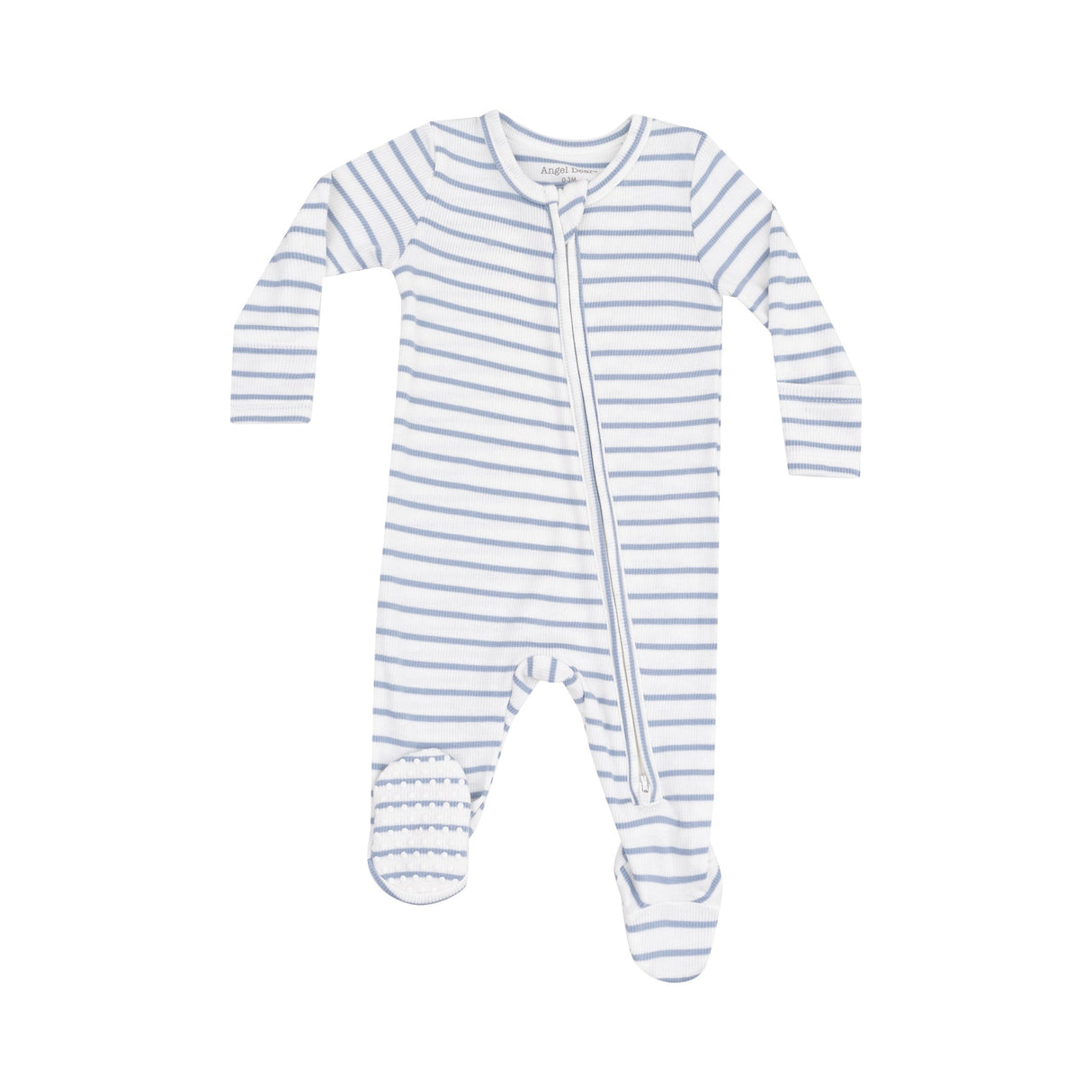 2 Way Zipper Footie - French Stripe Dusty Blue by Angel Dear