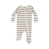 2 Way Zipper Footie - Brown Rib Stripe by Angel Dear