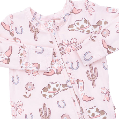2 Way Ruffle Back Zipper Footie- Cowgirl Boots and Bows by Angel Dear