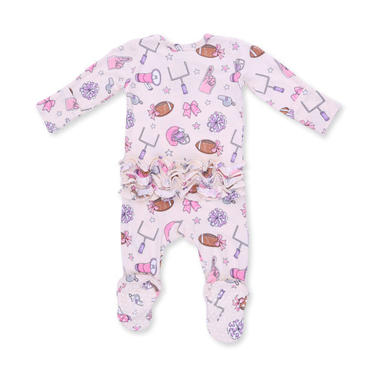 2 Way Ruffle Back Zipper Footie- Football Cheer by Angel Dear