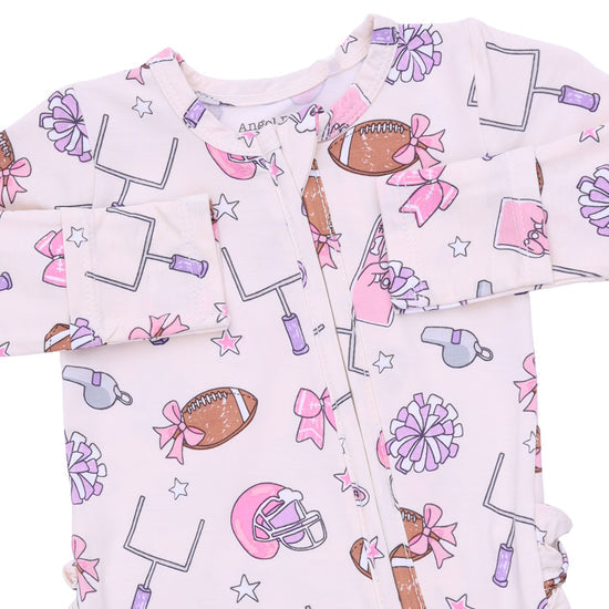 2 Way Ruffle Back Zipper Footie- Football Cheer by Angel Dear