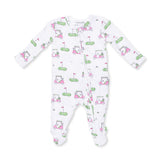 2 Way Ruffle Back Zipper Footie- Golf Carts Pink by Angel Dear