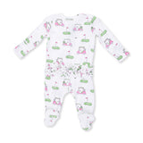 2 Way Ruffle Back Zipper Footie- Golf Carts Pink by Angel Dear