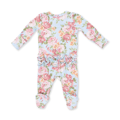 2 Way Ruffle Back Zipper Footie- Angeline Floral by Angel Dear