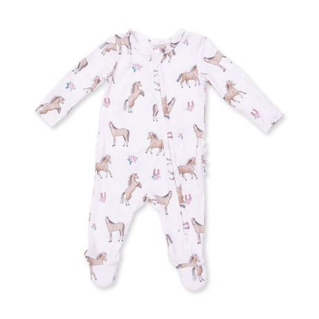 2 Way Ruffle Back Zipper Footie- I Love Horses by Angel Dear