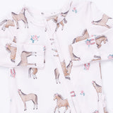 2 Way Ruffle Back Zipper Footie- I Love Horses by Angel Dear