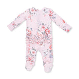 2 Way Ruffle Back Zipper Footie- Painterly Rose Bouquets by Angel Dear