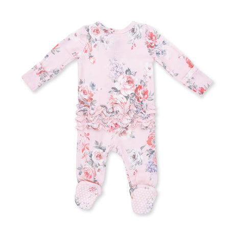 2 Way Ruffle Back Zipper Footie- Painterly Rose Bouquets by Angel Dear