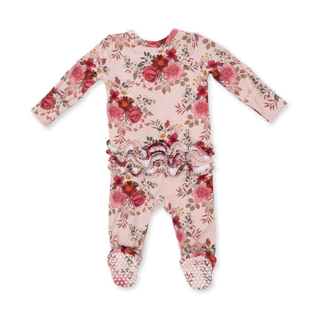 2 Way Ruffle Back Zipper Footie- Sabrina Floral by Angel Dear