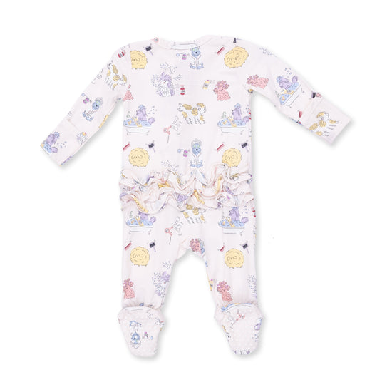 2 Way Ruffle Back Zipper Footie- Spa Dogs by Angel Dear