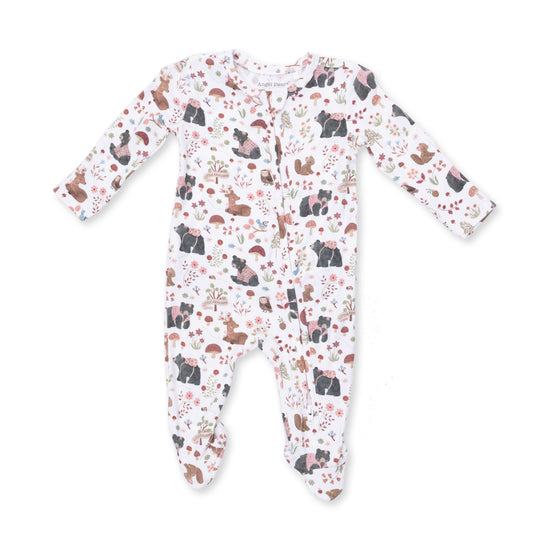 2 Way Zipper Footie- Southern Woodland Animals Pink by Angel Dear