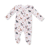 2 Way Zipper Footie- Southern Woodland Animals Pink by Angel Dear
