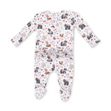 2 Way Ruffle Back Zipper Footie- Southern Woodland Animals Pink by Angel Dear