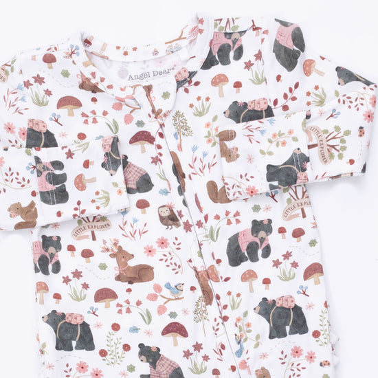 2 Way Zipper Footie- Southern Woodland Animals Pink by Angel Dear