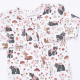 2 Way Ruffle Back Zipper Footie- Southern Woodland Animals Pink by Angel Dear