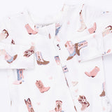 2 Way Ruffle Back Zipper Footie- Buckarette Boots by Angel Dear