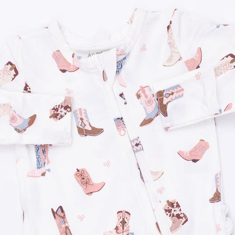 2 Way Ruffle Back Zipper Footie- Buckarette Boots by Angel Dear