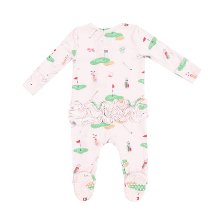 2 Way Zipper Ruffle Back Footie - Golf Things Pink by Angel Dear