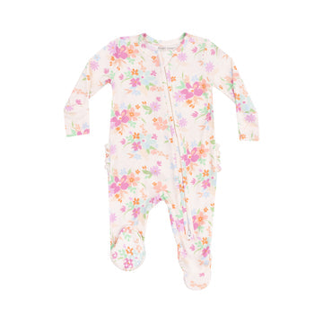 2 Way Zipper Ruffle Back Footie - Pick A Posy by Angel Dear