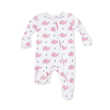 2 Way Ruffle Back Zipper Footie- Bubbly Whale w/ Pink Bow by Angel Dear