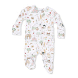 2 Way Ruffle Back Zipper Footie- Cute Farm Animals Pink by Angel Dear