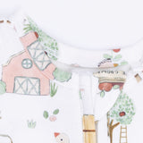 2 Way Ruffle Back Zipper Footie- Cute Farm Animals Pink by Angel Dear