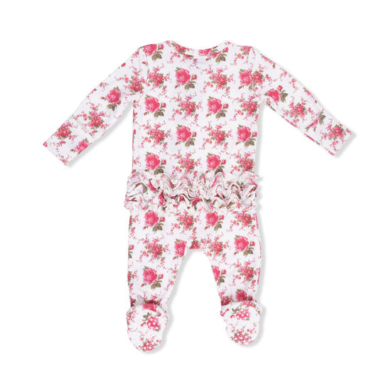 2 Way Ruffle Back Zipper Footie- Elegant Roses by Angel Dear