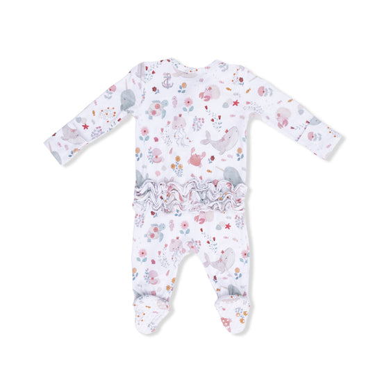 2 Way Ruffle Back Zipper Footie- Garden Sea Creatures by Angel Dear