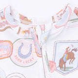 2 Way Ruffle Back Zipper Footie- Rodeo Patches Pink by Angel Dear