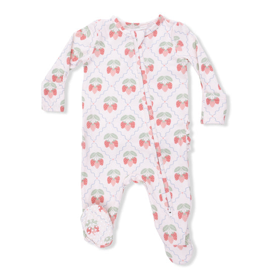 2 Way Ruffle Back Zipper Footie- Sweet Strawberries by Angel Dear