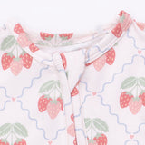 2 Way Ruffle Back Zipper Footie- Sweet Strawberries by Angel Dear