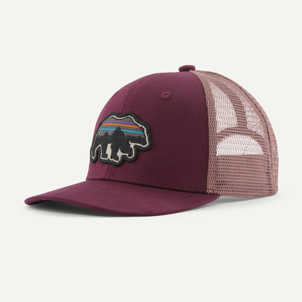 Kids' Trucker Hat- Back for Good Bear: Berry Fig by Patagonia