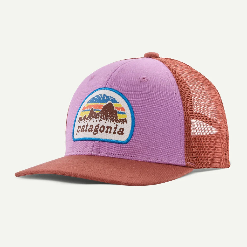 Kids' Trucker Hat- Skyline Stencil: Brisk Purple by Patagonia